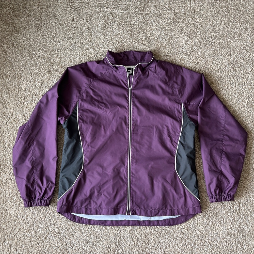 FootJoy Women's Large Windbreaker‎ Lightweight Purple Black White Preppy Golf